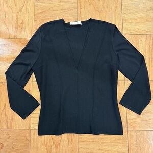 Valentino V-Neck 3/4 Length Sleeve Black Top